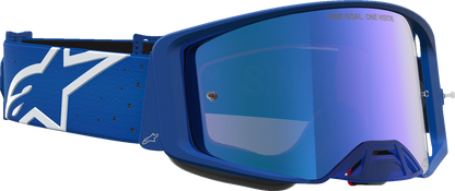 ALPINESTARS GOGGLES Supertech Goggle - Vesta - Blithe BL/White - Blue Mirror Lens 5100727-7353