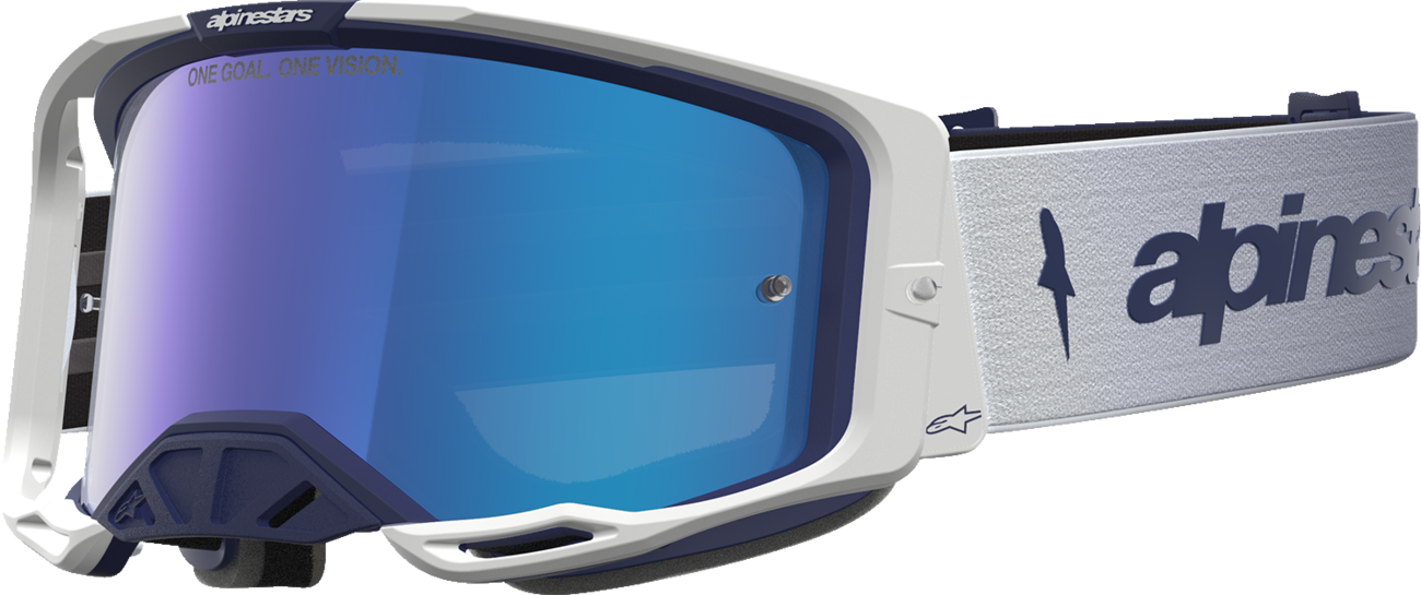 ALPINESTARS GOGGLES Vision 8 Goggle - Amber - Navy/White - Blue Mirror Lens 5101427-7357