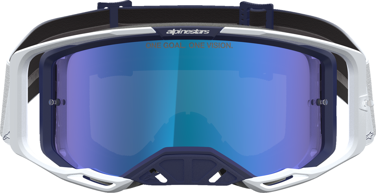ALPINESTARS GOGGLES Vision 8 Goggle - Amber - Navy/White - Blue Mirror Lens 5101427-7357