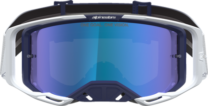 ALPINESTARS GOGGLES Vision 8 Goggle - Amber - Navy/White - Blue Mirror Lens 5101427-7357