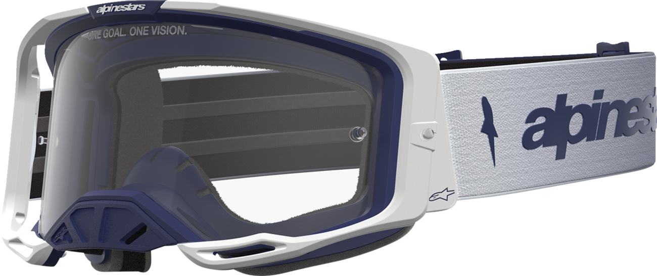 ALPINESTARS GOGGLES Vision 8 Goggle - Amber - White/Navy - Clear Lens 5101527-2109