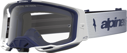 ALPINESTARS GOGGLES Vision 8 Goggle - Amber - White/Navy - Clear Lens 5101527-2109
