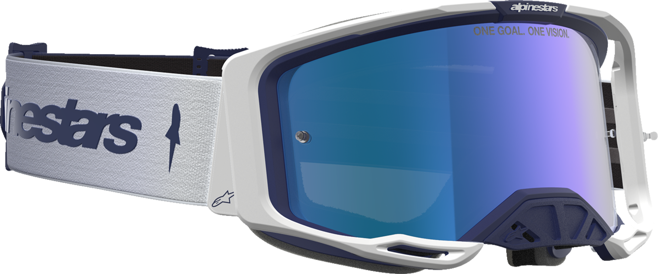 ALPINESTARS GOGGLES Vision 8 Goggle - Amber - Navy/White - Blue Mirror Lens 5101427-7357