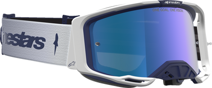 ALPINESTARS GOGGLES Vision 8 Goggle - Amber - Navy/White - Blue Mirror Lens 5101427-7357