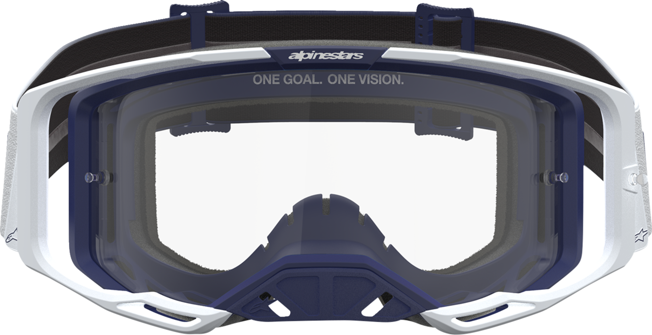 ALPINESTARS GOGGLES Vision 8 Goggle - Amber - White/Navy - Clear Lens 5101527-2109