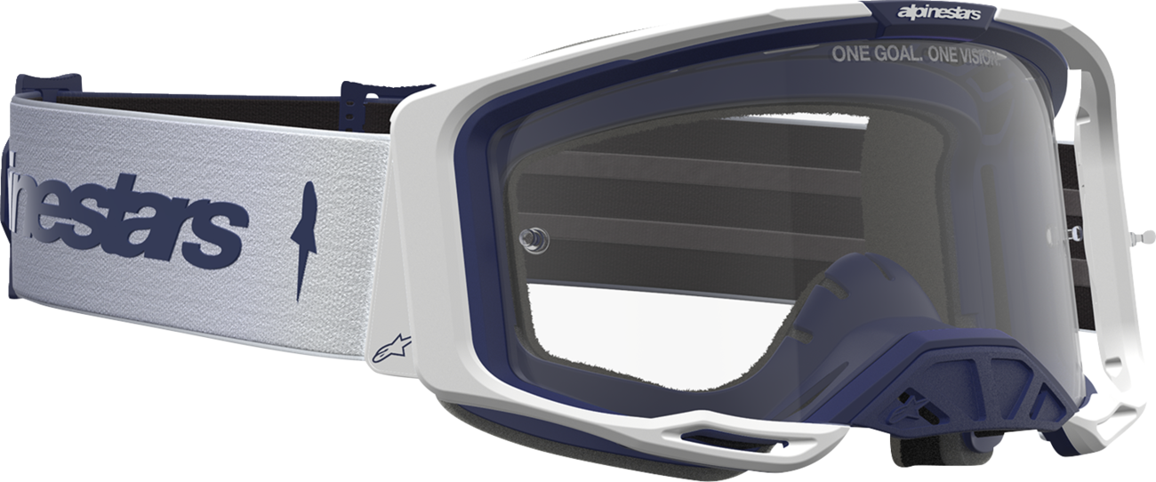 ALPINESTARS GOGGLES Vision 8 Goggle - Amber - White/Navy - Clear Lens 5101527-2109