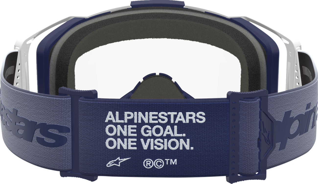 ALPINESTARS GOGGLES Vision 8 Goggle - Amber - White/Navy - Clear Lens 5101527-2109