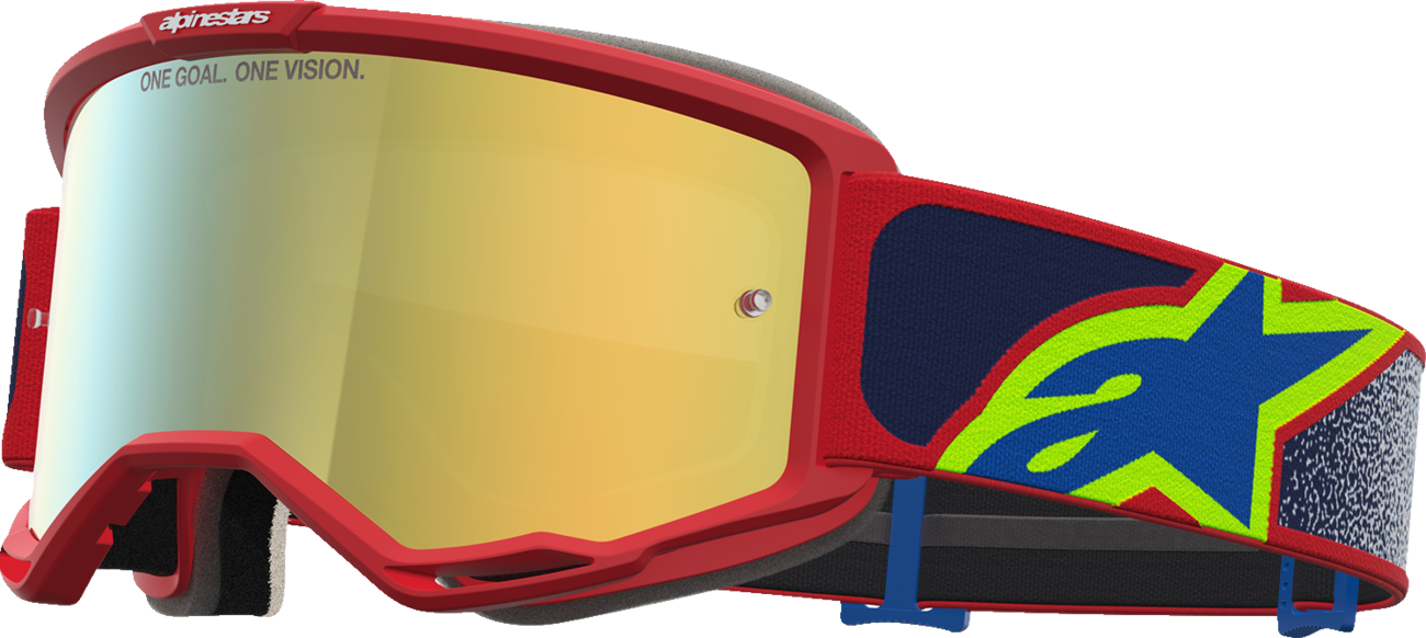 ALPINESTARS GOGGLES Vision 5 Goggle - Drag - Fire Red/Blue - Gold Mirror Lens 5101727-3239