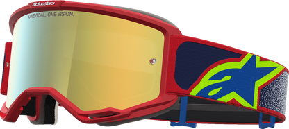 ALPINESTARS GOGGLES Vision 5 Goggle - Drag - Fire Red/Blue - Gold Mirror Lens 5101727-3239