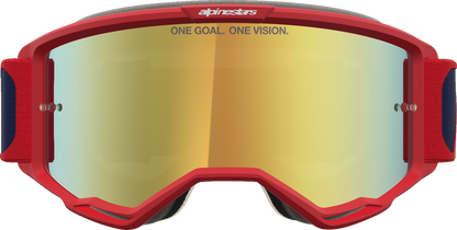 ALPINESTARS GOGGLES Vision 5 Goggle - Drag - Fire Red/Blue - Gold Mirror Lens 5101727-3239