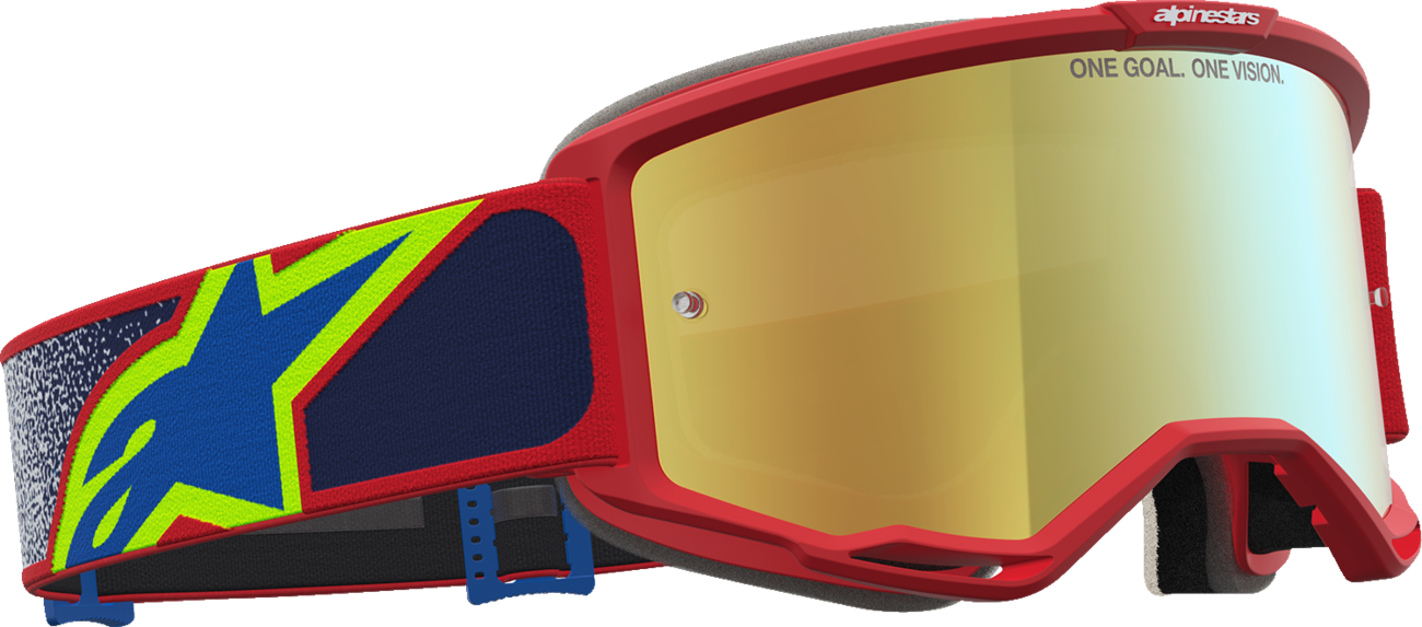 ALPINESTARS GOGGLES Vision 5 Goggle - Drag - Fire Red/Blue - Gold Mirror Lens 5101727-3239