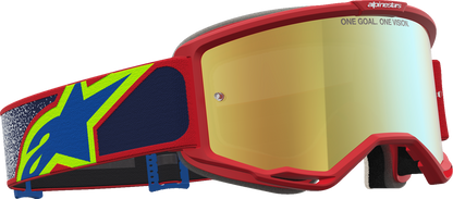 ALPINESTARS GOGGLES Vision 5 Goggle - Drag - Fire Red/Blue - Gold Mirror Lens 5101727-3239