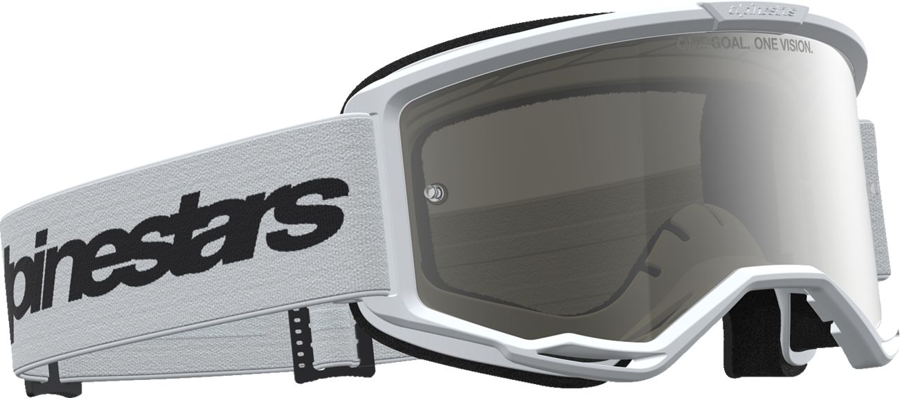 ALPINESTARS GOGGLES Vision 3 Goggle - Wordmark - White/Black - Silver Mirror Lens 5103225-2094