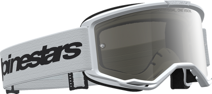 ALPINESTARS GOGGLES Vision 3 Goggle - Wordmark - White/Black - Silver Mirror Lens 5103225-2094