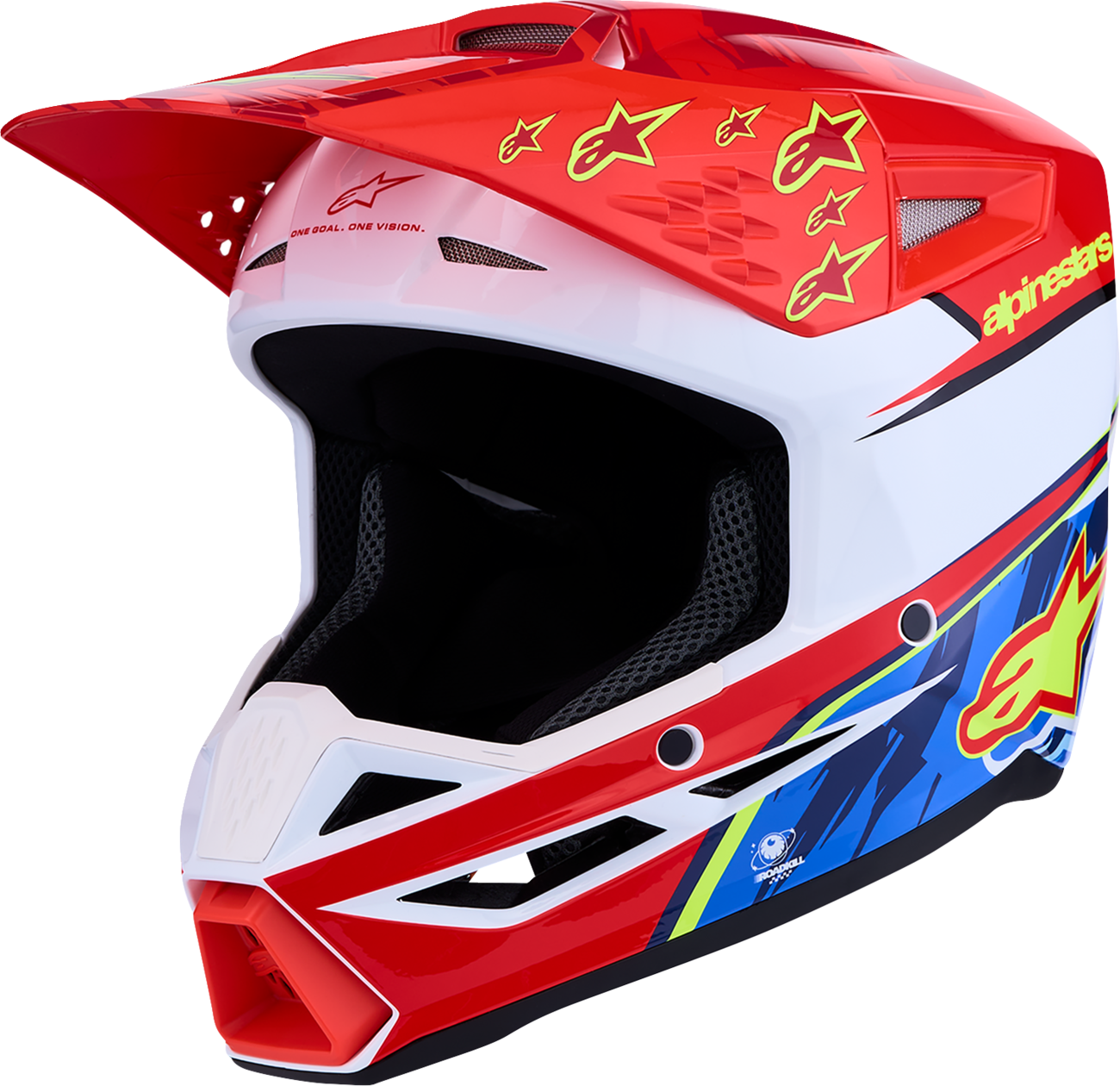 ALPINESTARS Youth SM3 Helmet - Falcon - Red Fluo/White/Blue/Yellow Fluo - Medium 8301327-3206- YM