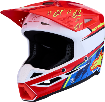 ALPINESTARS Youth SM3 Helmet - Falcon - Red Fluo/White/Blue/Yellow Fluo - Medium 8301327-3206- YM