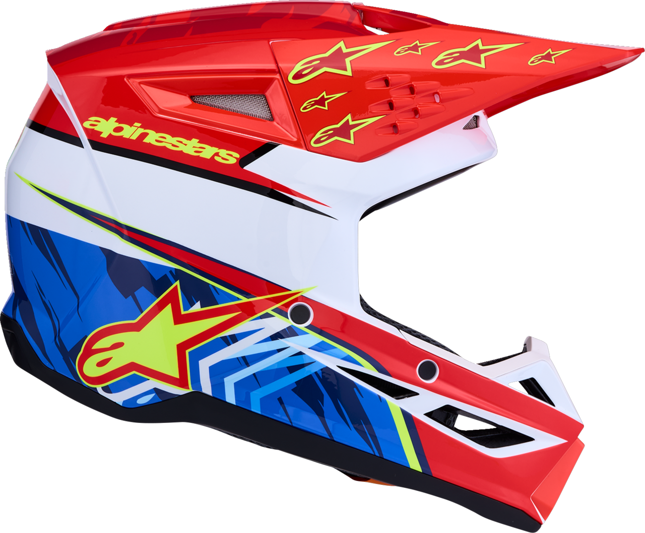 ALPINESTARS Youth SM3 Helmet - Falcon - Red Fluo/White/Blue/Yellow Fluo - Medium 8301327-3206- YM
