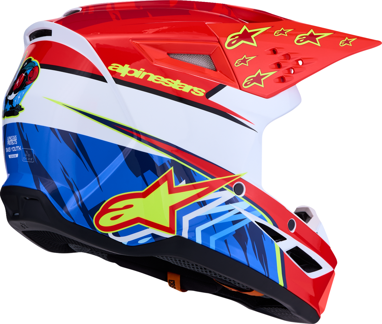 ALPINESTARS Youth SM3 Helmet - Falcon - Red Fluo/White/Blue/Yellow Fluo - Medium 8301327-3206- YM