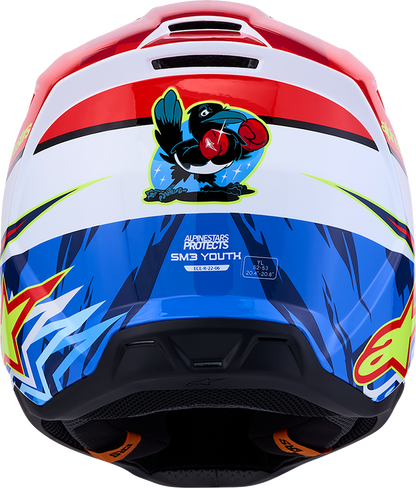 ALPINESTARS Youth SM3 Helmet - Falcon - Red Fluo/White/Blue/Yellow Fluo - Medium 8301327-3206- YM