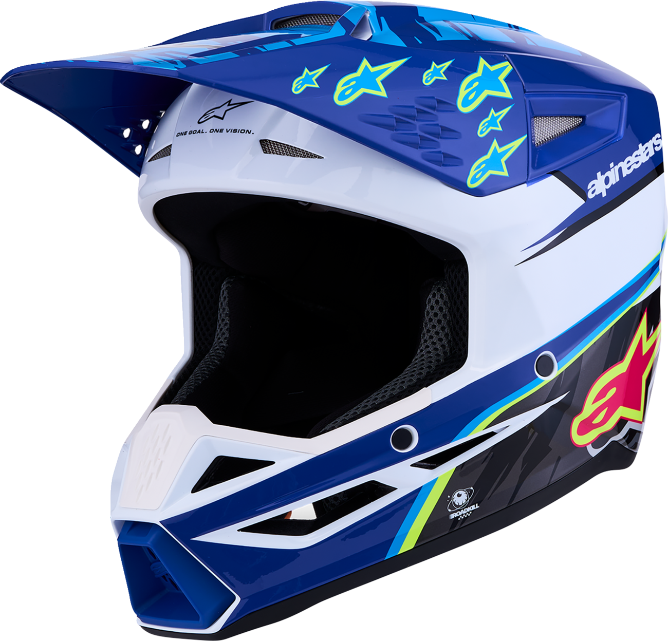 ALPINESTARS Youth SM3 Helmet - Falcon - Blue/White/Black/Pink Fluo - Medium 8301327-7347- YM