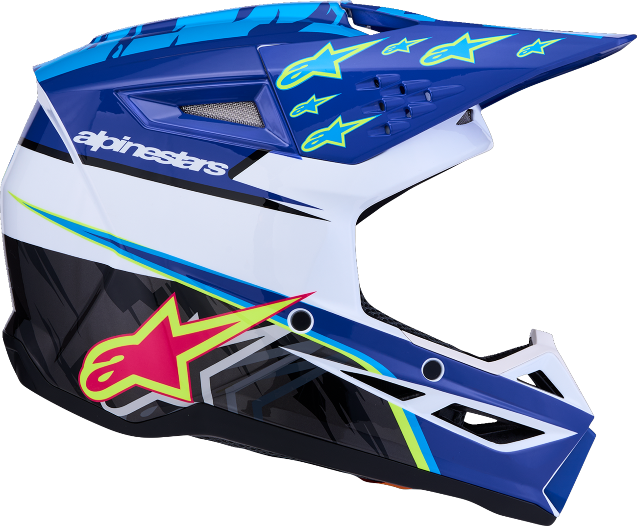 ALPINESTARS Youth SM3 Helmet - Falcon - Blue/White/Black/Pink Fluo - Small 8301327-7347- YS