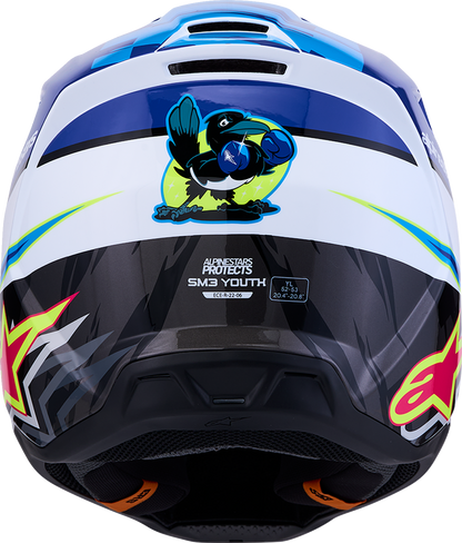 ALPINESTARS Youth SM3 Helmet - Falcon - Blue/White/Black/Pink Fluo - Small 8301327-7347- YS