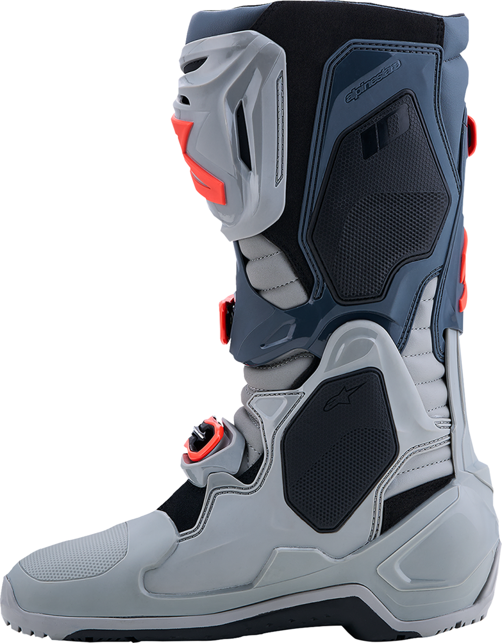 ALPINESTARS Tech 10 Enduro Boots - Medium Gray/Dark Gray/Fluorescent Red - US 12 / EU 47 2010025-9338-12