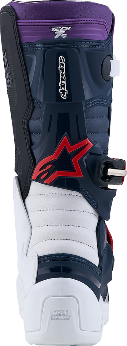 ALPINESTARS Youth Tech 7S Boots - Dark Blue/White/Black/Purple - US 7 / EU 40.5 2015017-7341-7