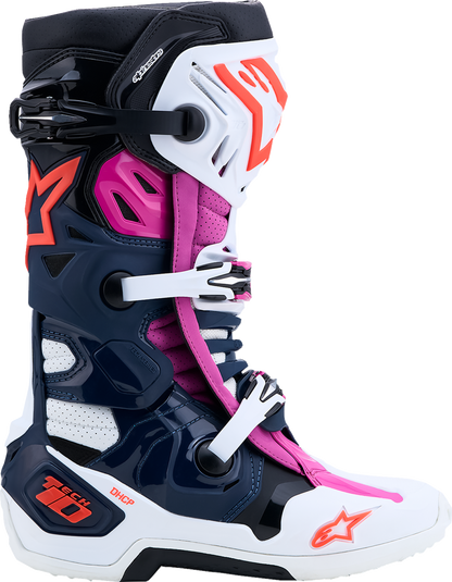 ALPINESTARS Tech 10 Supervented Boots - Dark Blue/White/Black/Fuchsia - US 12 / EU 47 2010520-7337-12
