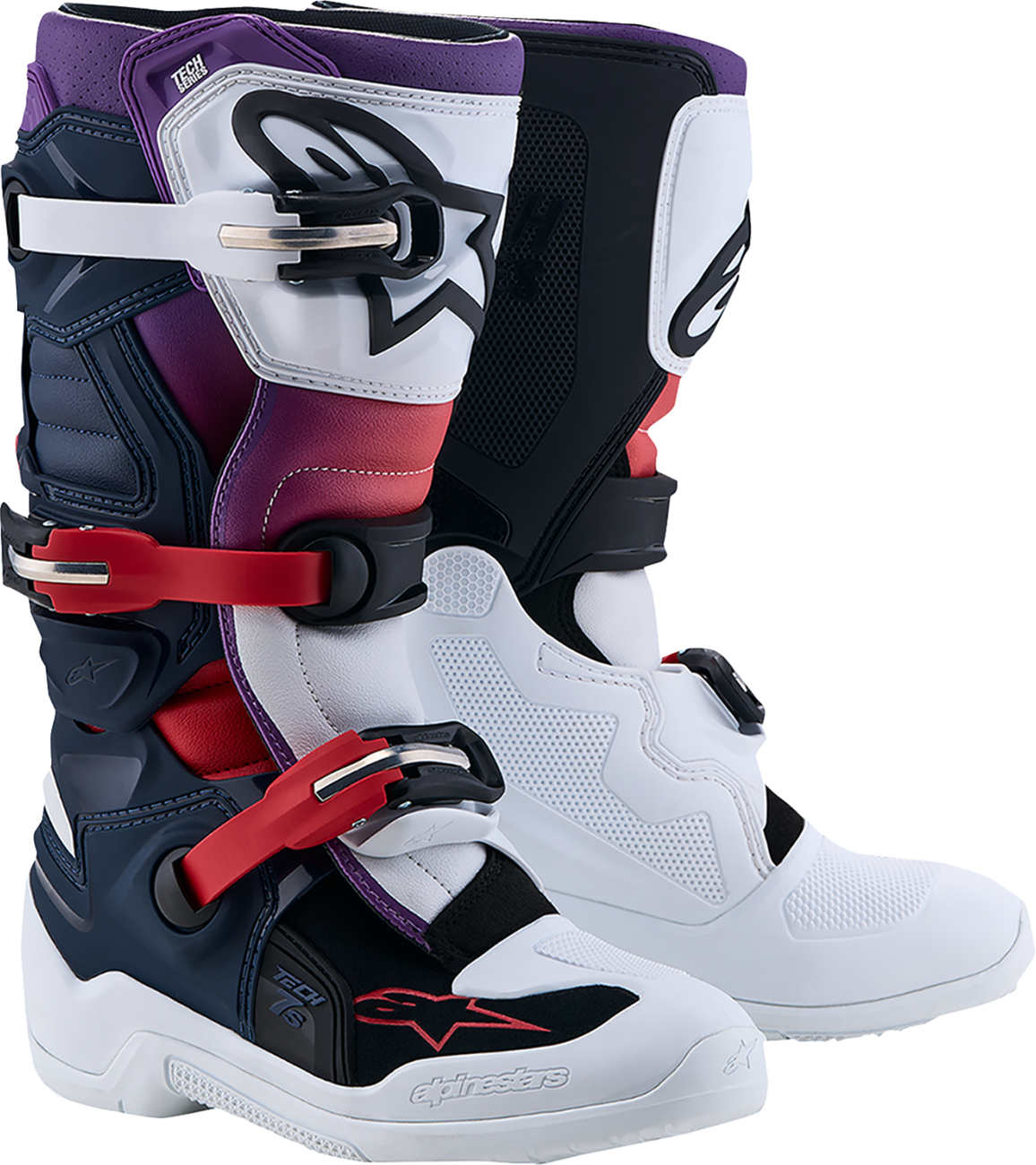 ALPINESTARS Youth Tech 7S Boots - Dark Blue/White/Black/Purple - US 6 / EU 39 2015017-7341-6