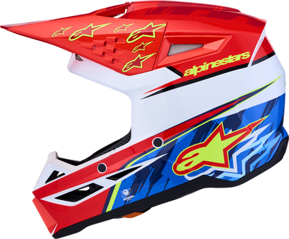 ALPINESTARS SM3 Helmet - Falcon - Red Fluo/White/Blue/Yellow Fluo - Small 8300927-3206-S