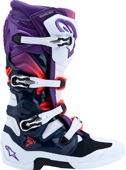 ALPINESTARS Tech 7 Boots - Purple/Blue/Fluorescent Red/White - US 16 / EU 52 2012025-3192-16