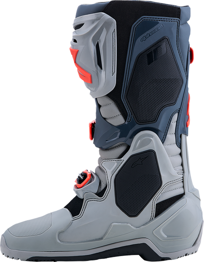 ALPINESTARS Tech 10 Enduro Boots - Medium Gray/Dark Gray/Fluorescent Red - US 8 / EU 42 2010025-9338-8