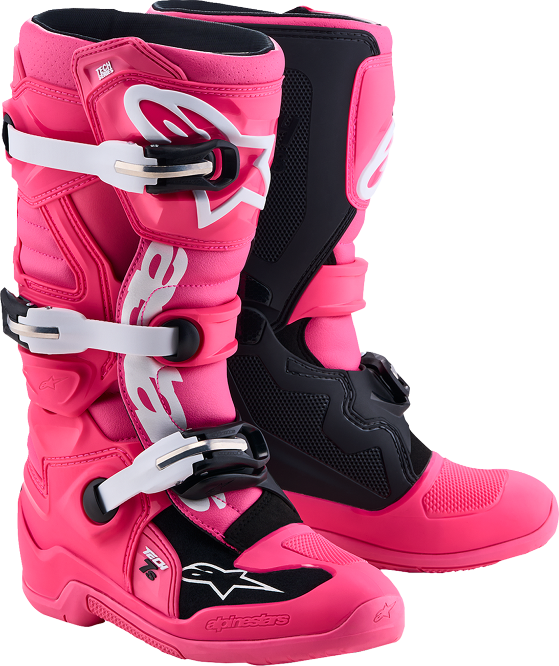 ALPINESTARS Youth Tech 7S Boots - Fluorescent Pink/Black/White - US 4 / EU 37 2015017-3187-4