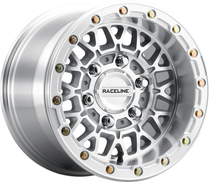 RACELINE WHEELS Wheel - Omega Beadlock - Rear - Machined with Gloss Silver Ring - 15x10 - 6/5.5 - +25 mm A15MA-51060+25