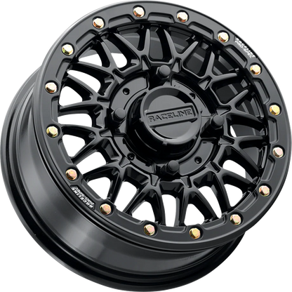 RACELINE WHEELS Wheel - Omega Beadlock - Front/Rear - Black with Gloss Black Ring - 15x8 - 4/137 - 0 mm A15GB-58037-00