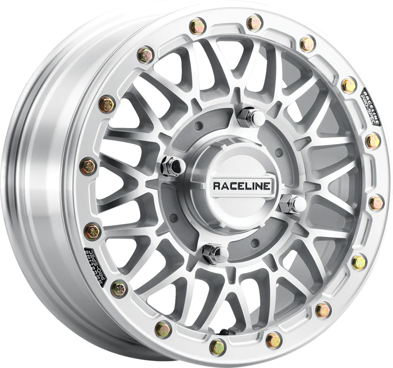 RACELINE WHEELS Wheel - Omega Beadlock - Front/Rear - Machined with Gloss Silver Ring - 15x6 - 4/156 - +40 mm A15MA-56056+40