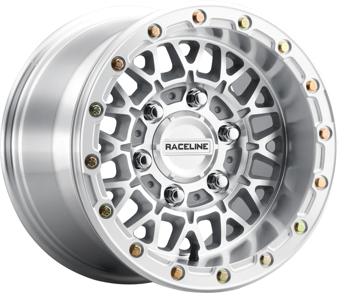 RACELINE WHEELS Wheel - Omega Beadlock - Front/Rear - Machined with Gloss Silver Ring - 15x7 - 6/5.5 - +38 mm A15MA-57060+38