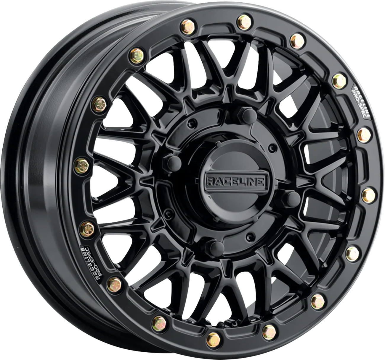 RACELINE WHEELS Wheel - Omega Beadlock - Front/Rear - Black with Gloss Black Ring - 15x6 - 4/156 - +40 mm A15GB-56056+40