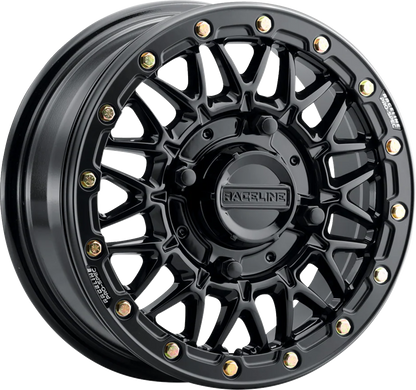 RACELINE WHEELS Wheel - Omega Beadlock - Front/Rear - Black with Gloss Black Ring - 15x6 - 4/156 - +40 mm A15GB-56056+40