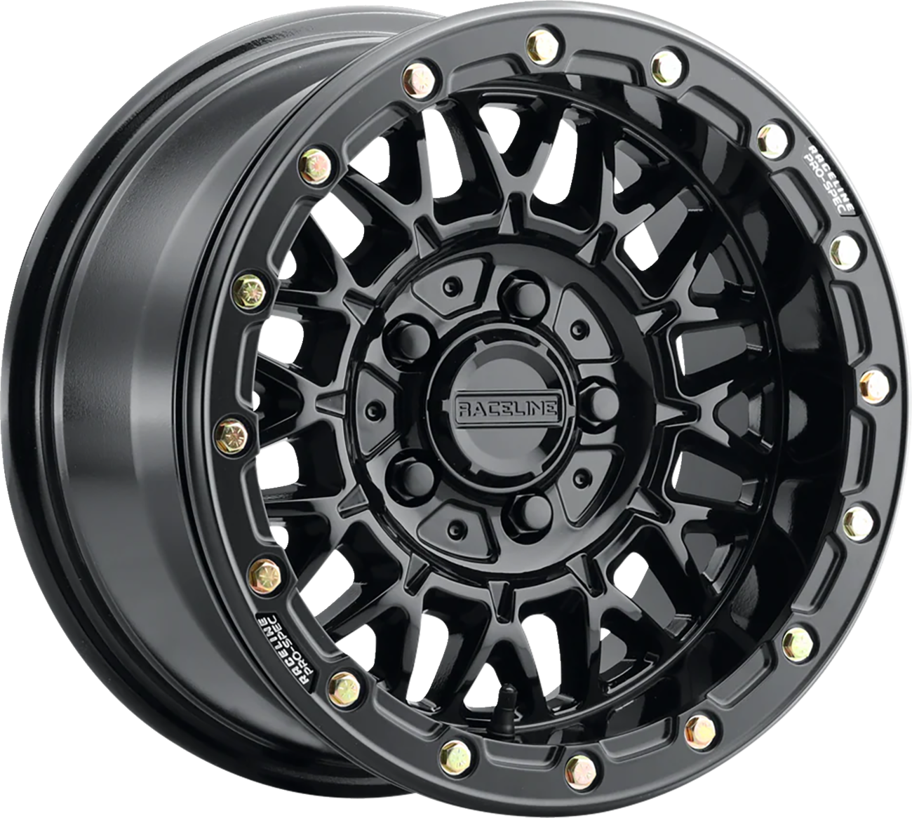 RACELINE WHEELS Wheel - Omega Beadlock - Front/Rear - Black with Gloss Black Ring - 15x7 - 5/4.5 - +25 mm A15GB-57012+25