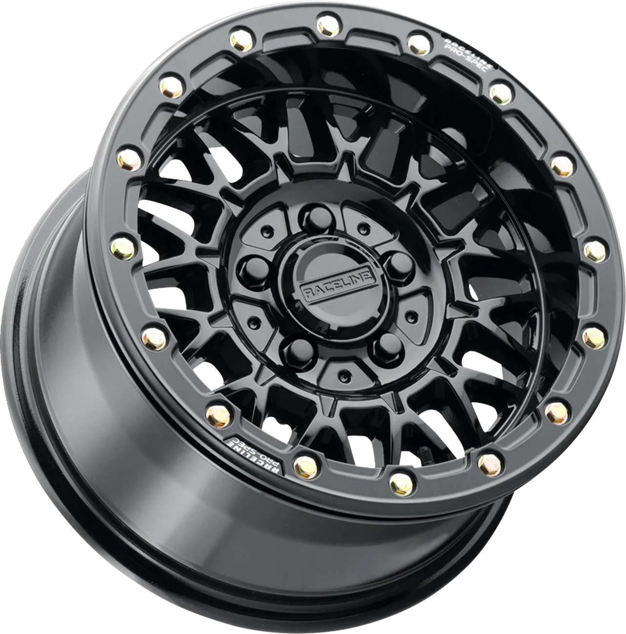 RACELINE WHEELS Wheel - Omega Beadlock - Front/Rear - Black with Gloss Black Ring - 15x10 - 5/4.5 - +10 mm A15GB-51012+10