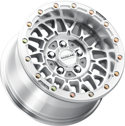 RACELINE WHEELS Wheel - Omega Beadlock - Front/Rear - Machined with Gloss Silver Ring - 15x10 - 5/4.5 - +10 mm A15MA-51012+10