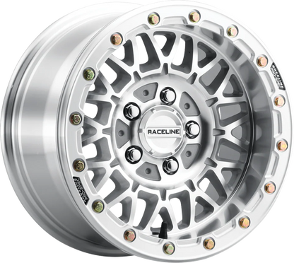 RACELINE WHEELS Wheel - Omega Beadlock - Front/Rear - Machined with Gloss Silver Ring - 15x7 - 5/4.5 - +53 mm A15MA-57012+53