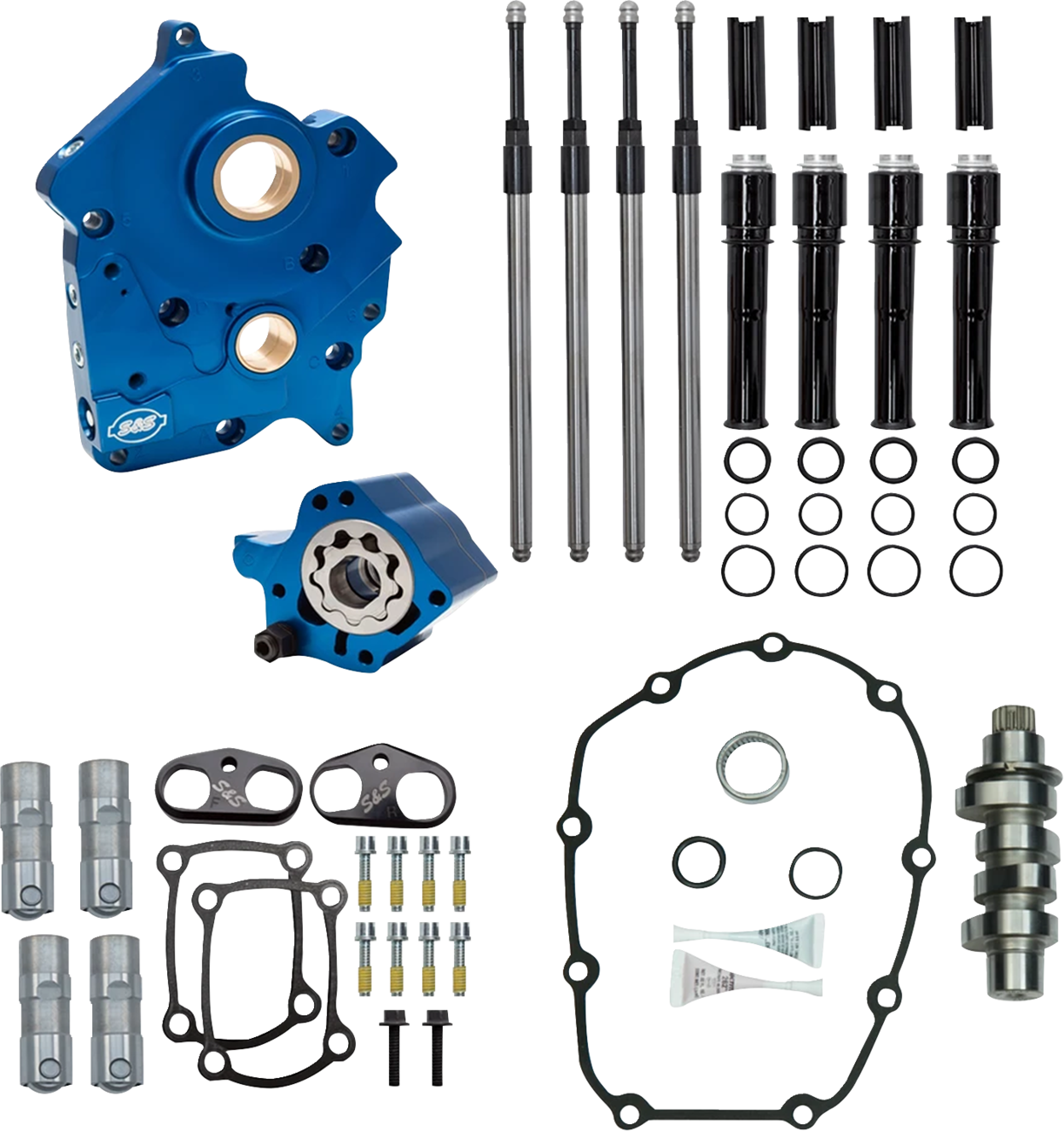 S&S CYCLE Cam Chest - Water Cooled - HPT560 - Black Pushrod Tubes - VVT M8 310-1433