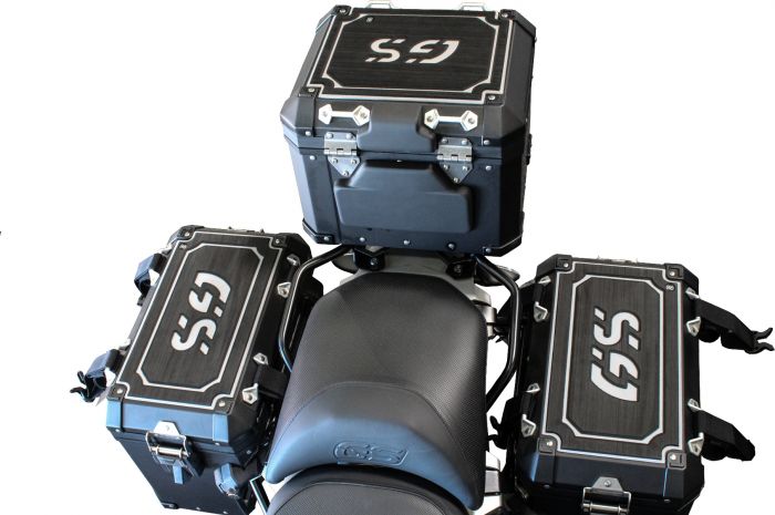 TechSpec Pannier Lid Guards for the BMW R 1200 / 1250 GS (14+) BLACK on GRAY, COMBO KIT, RIGHT, LEFT & TAIL