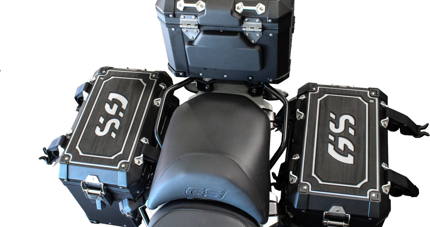 TechSpec Pannier Guards for the BMW R 1200 / 1250 GS (14-24) Left - 44Itr, and Right - 36Itr - Black / Gray