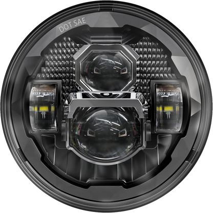 7" Led Headlight Rugged Ultra View Black