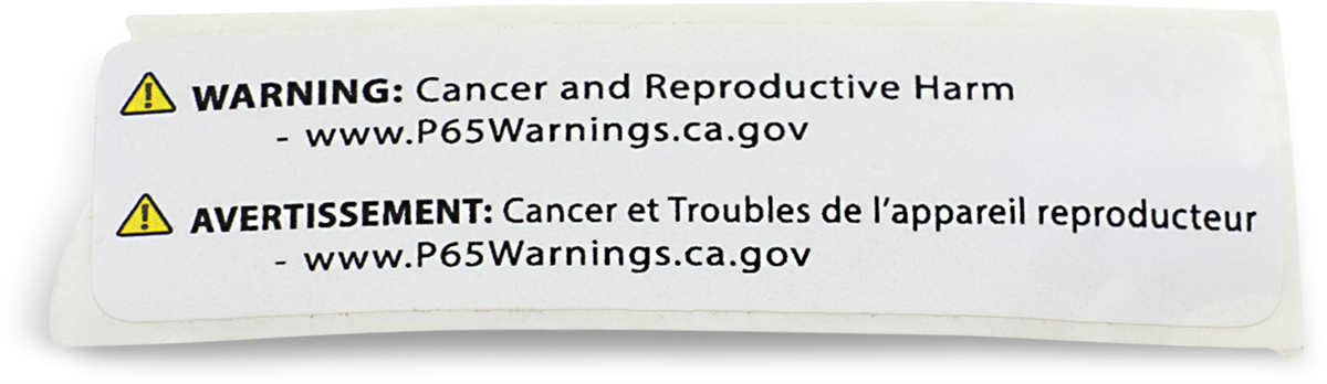 PARTS UNLIMITED PROP65 LABEL MD 1 X 3.5