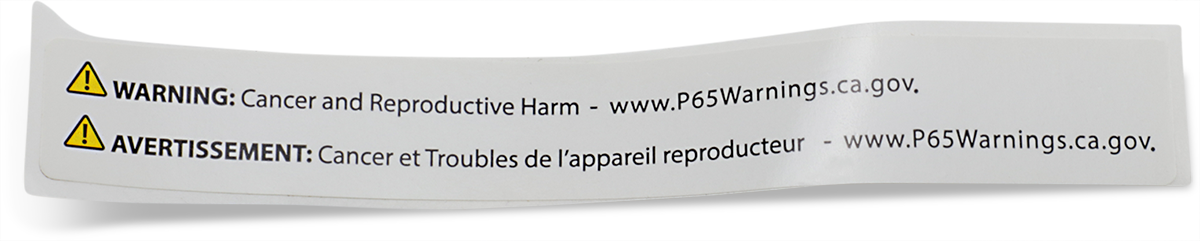 PARTS UNLIMITED PROP65 LABEL LG 1 X 4.5